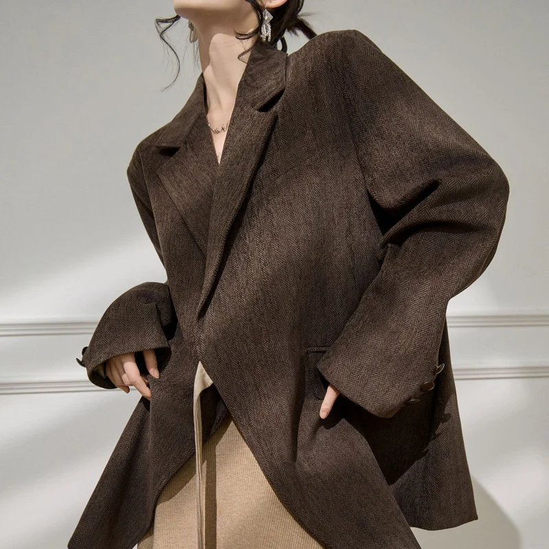 Damen Eleganter und vielseitiger Blazer mit Taillengürtel Nord Taschen