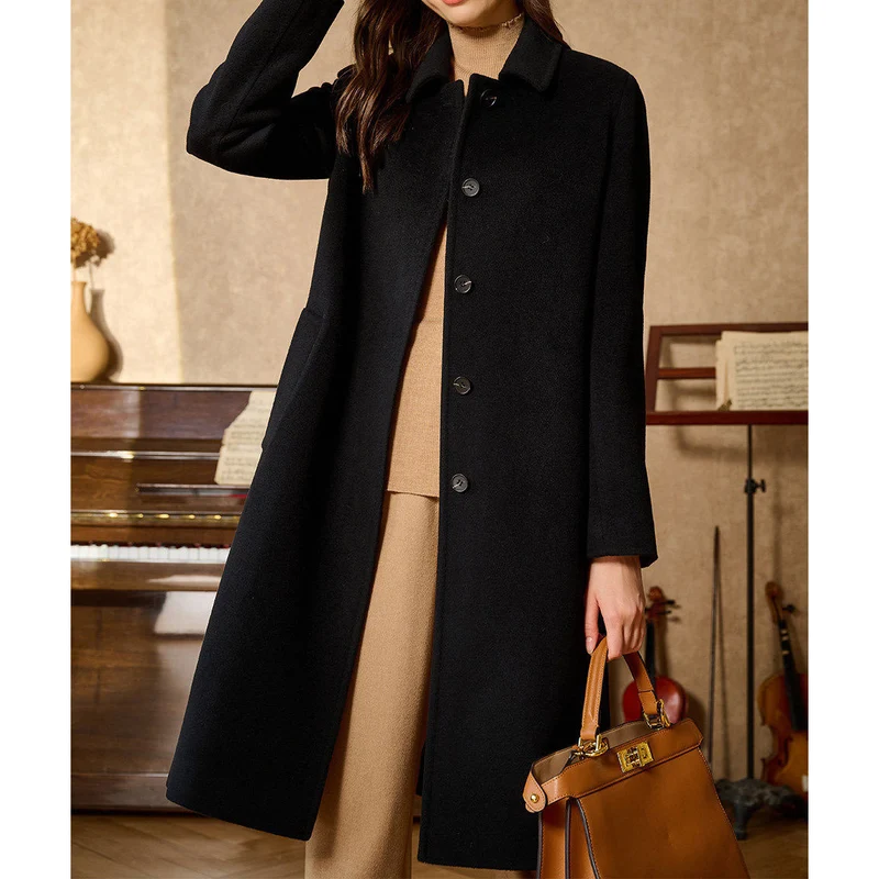 Damen Eleganter und stilvoller Wollmantel Nord Taschen