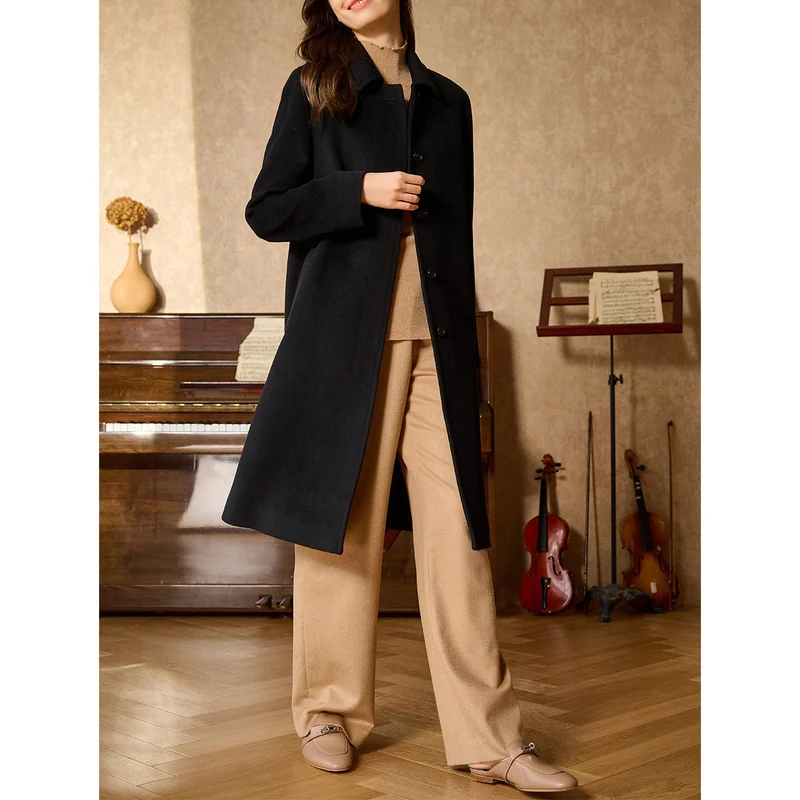 Damen Eleganter und stilvoller Wollmantel Nord Taschen