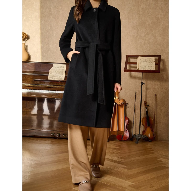 Damen Eleganter und stilvoller Wollmantel Nord Taschen