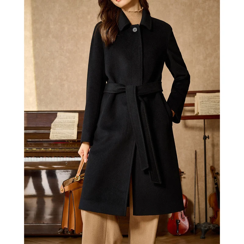 Damen Eleganter und stilvoller Wollmantel Nord Taschen