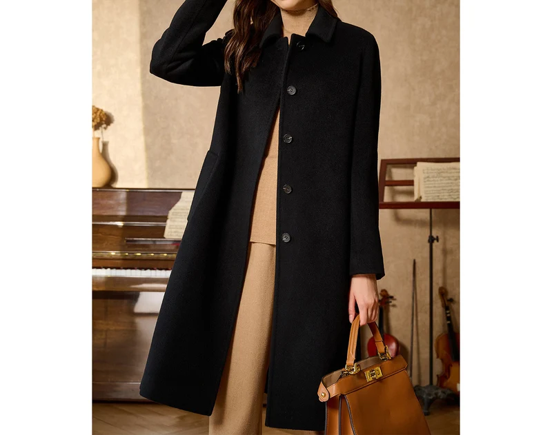 Damen Eleganter und stilvoller Wollmantel Nord Taschen