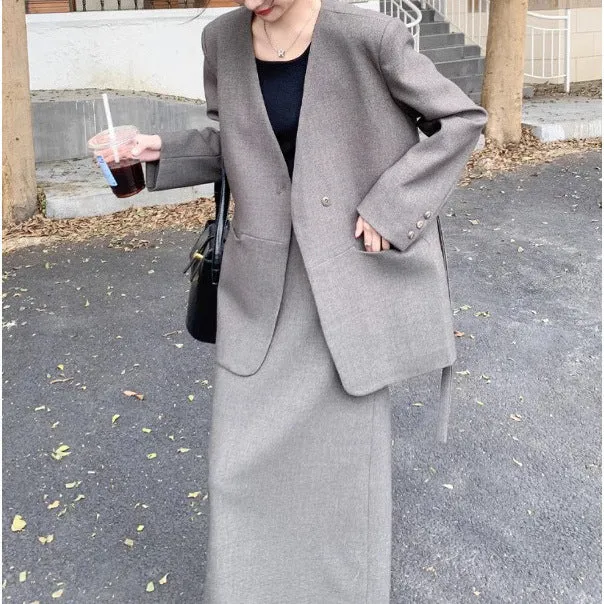 Damen Eleganter Oversized Blazer mit Taschen Nord Taschen