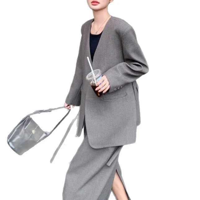 Damen Eleganter Oversized Blazer mit Taschen Nord Taschen