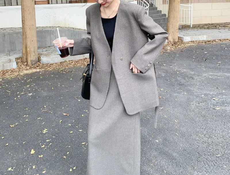 Damen Eleganter Oversized Blazer mit Taschen Nord Taschen