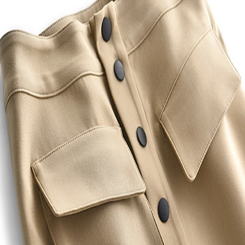 Damen Eleganter Midirock mit Taschen Nord Taschen