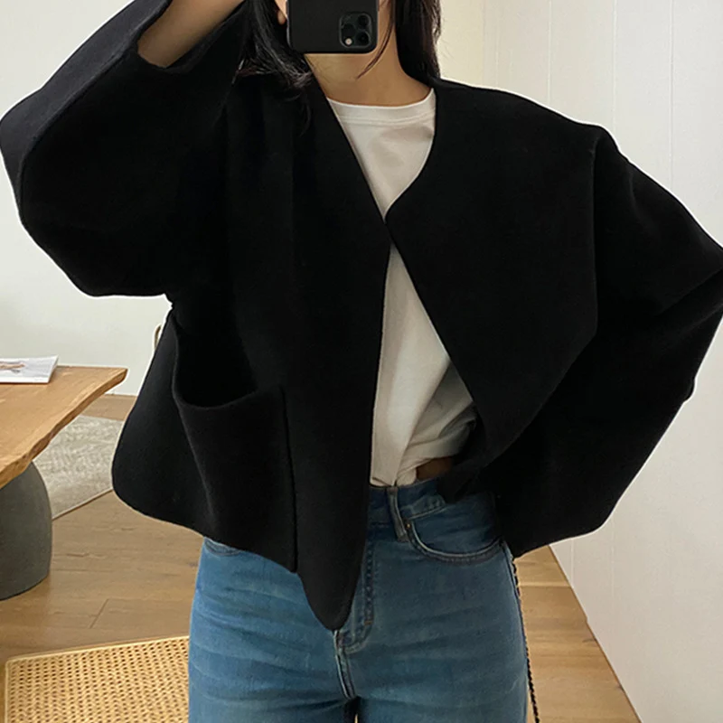 Damen Gemütliche und elegante Oversized-Jacke Nord Taschen