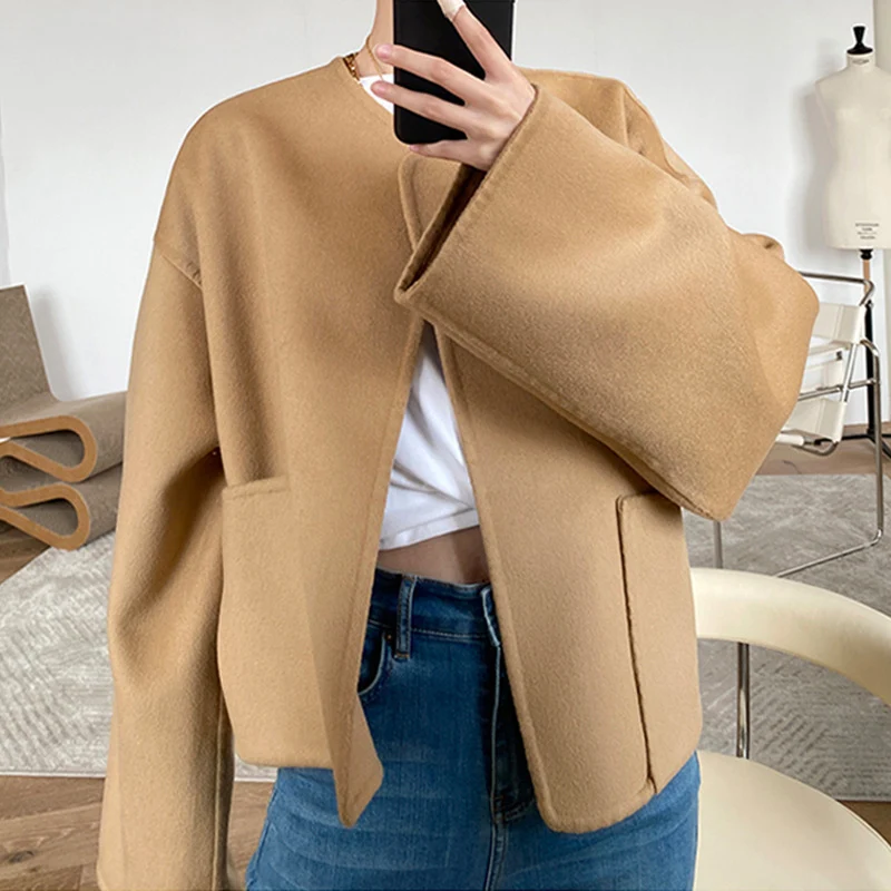 Damen Gemütliche und elegante Oversized-Jacke Nord Taschen