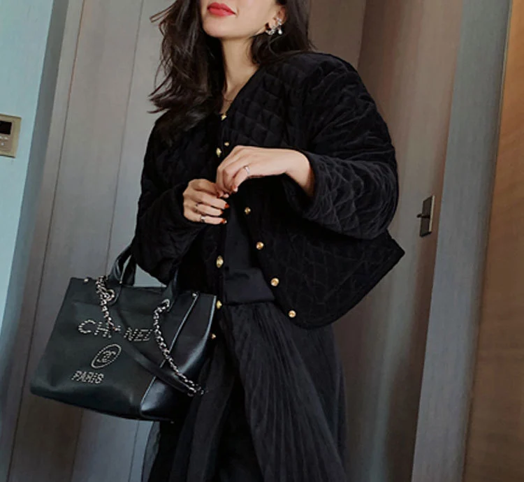 Damen Gemusterte Steppjacke Nord Taschen