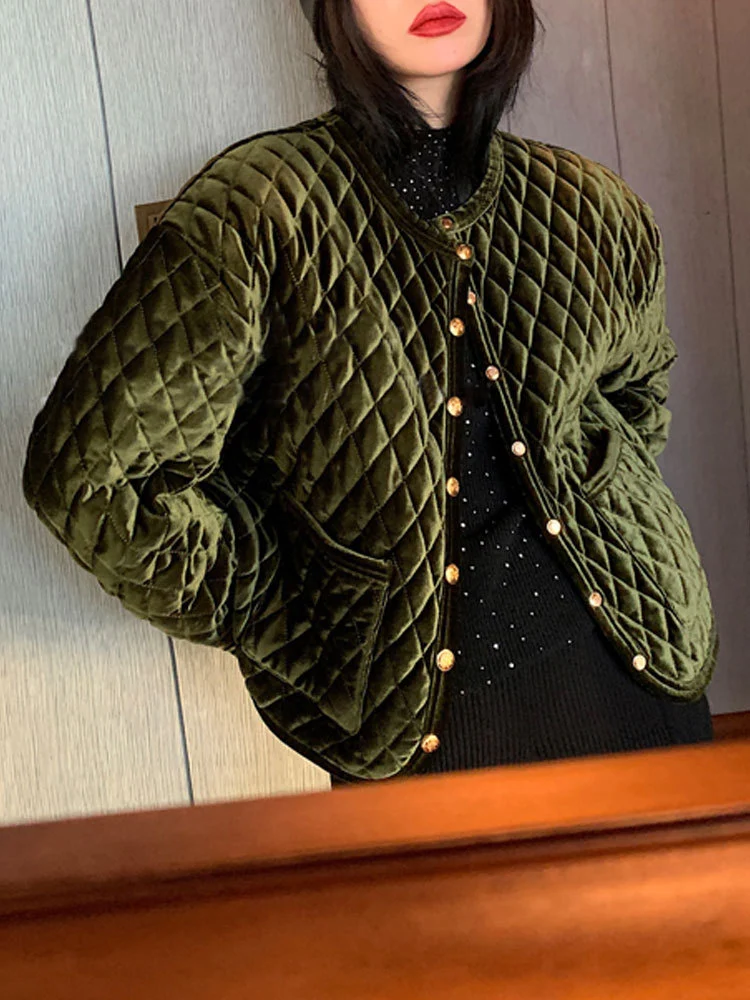 Damen Gemusterte Steppjacke Nord Taschen