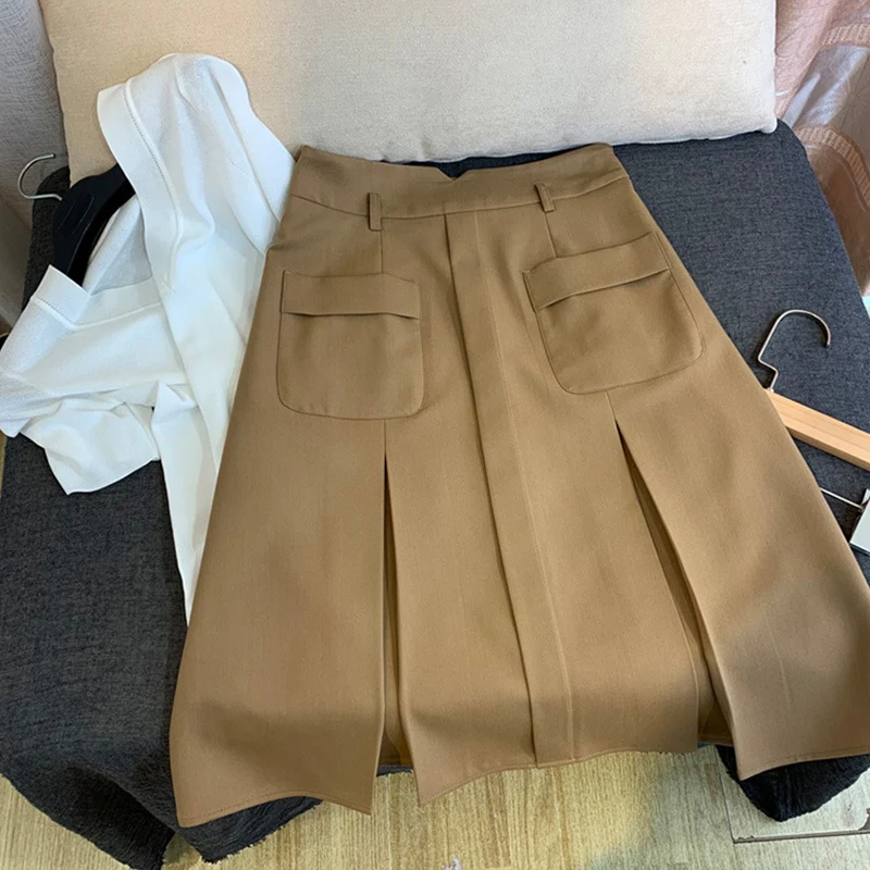 Damen Eleganter Midirock mit praktischen Taschen Nord Taschen