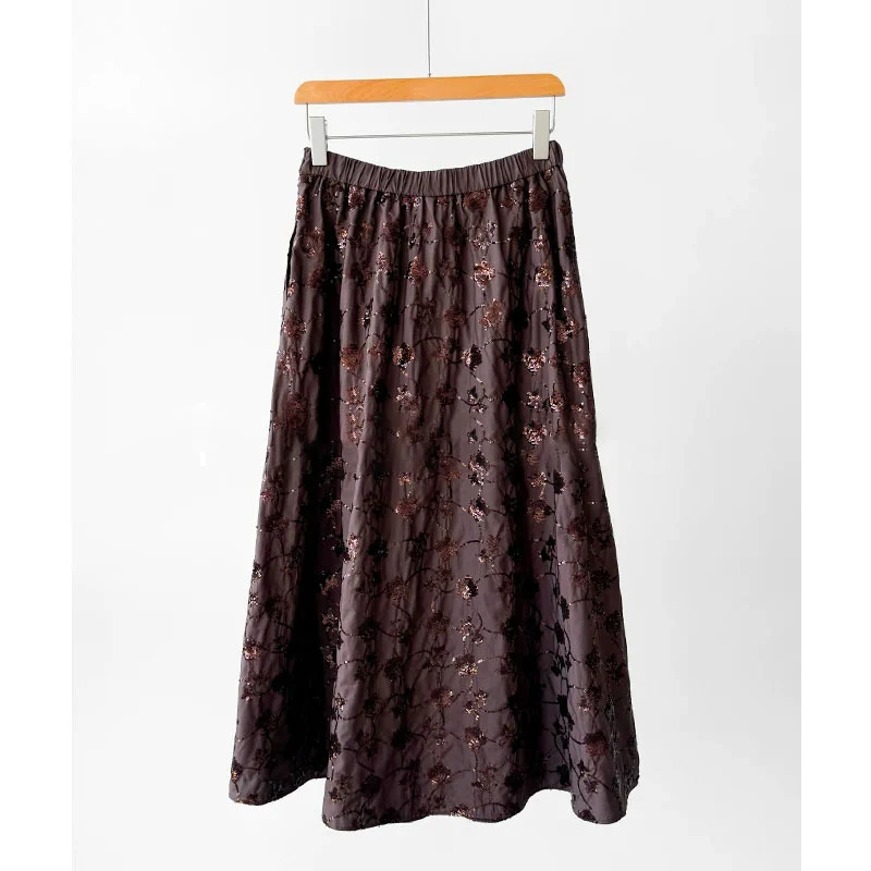 Damen Eleganter Midirock mit floralem Design Nord Taschen