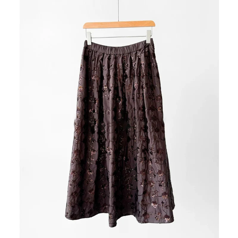 Damen Eleganter Midirock mit floralem Design Nord Taschen