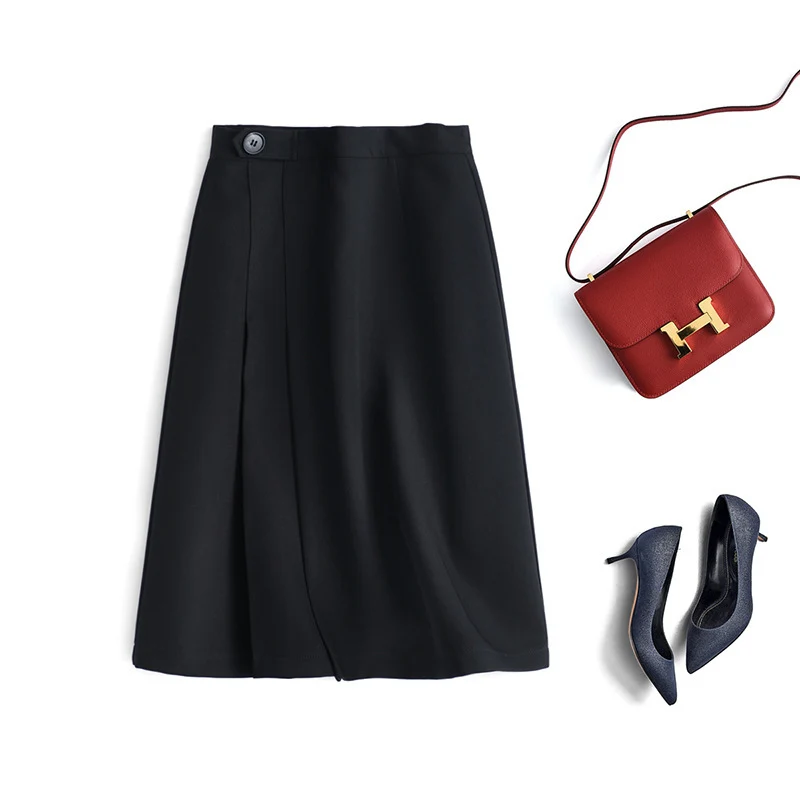 Damen Eleganter Midirock mit Falten und Taillengürtel Nord Taschen
