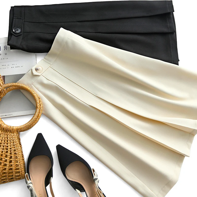 Damen Eleganter Midirock mit Falten und Taillengürtel Nord Taschen