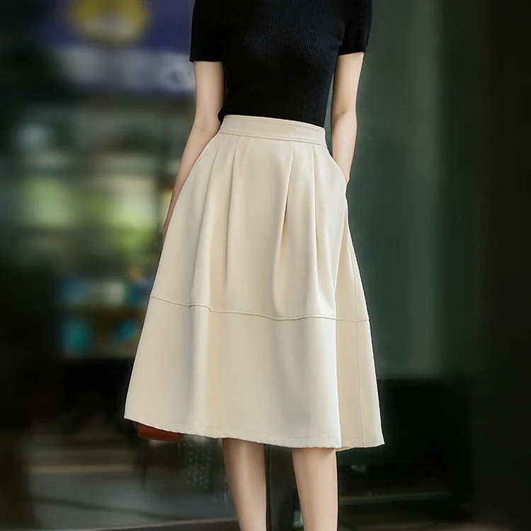 Damen Eleganter Midirock mit Falten und hohem Bund Nord Taschen