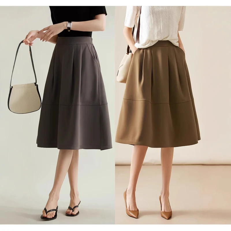 Damen Eleganter Midirock mit Falten und hohem Bund Nord Taschen