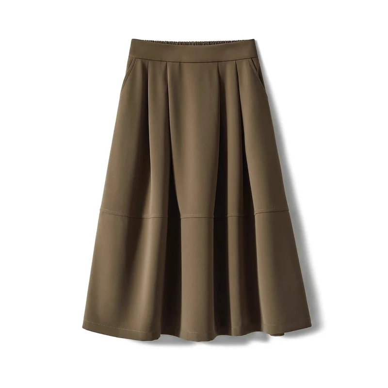 Damen Eleganter Midirock mit Falten und hohem Bund Nord Taschen