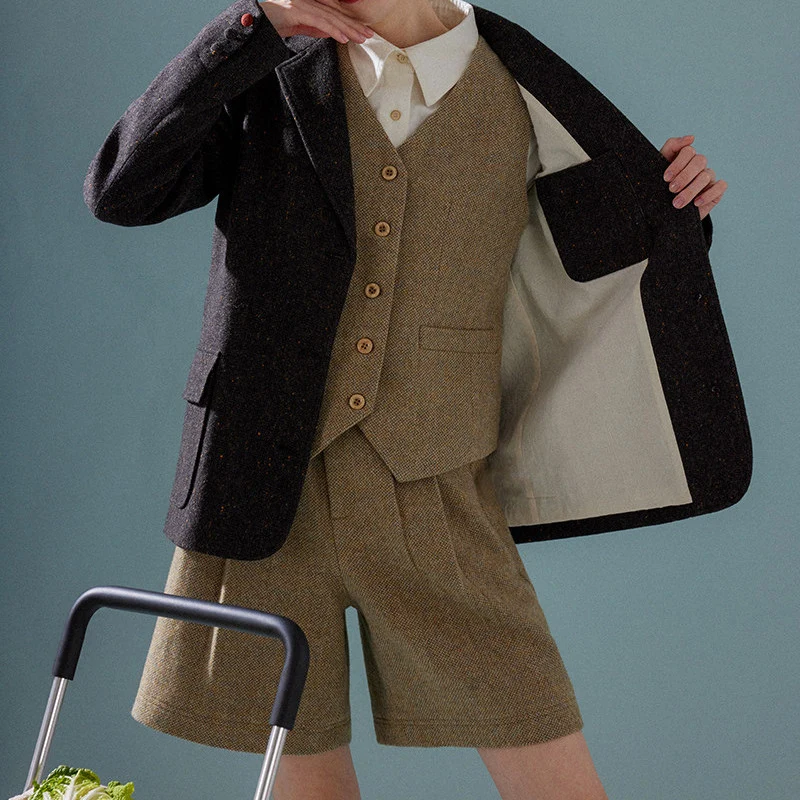 Damen Eleganter Tweed Blazer mit Struktur Nord Taschen