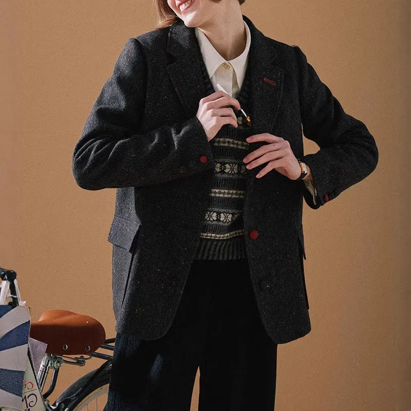 Damen Eleganter Tweed Blazer mit Struktur Nord Taschen