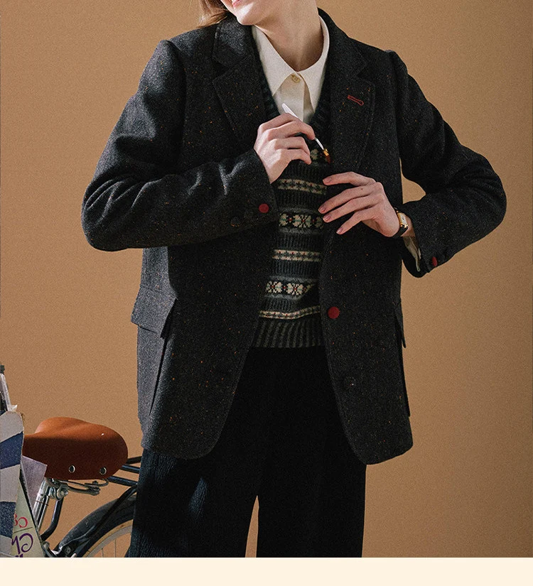 Damen Eleganter Tweed Blazer mit Struktur Nord Taschen