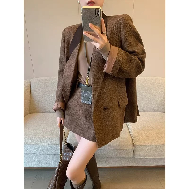 Damen Eleganter Tweed Blazer mit schickem Schnitt Nord Taschen