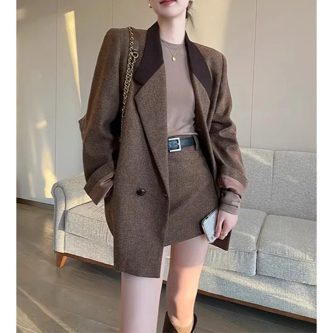 Damen Eleganter Tweed Blazer mit schickem Schnitt Nord Taschen