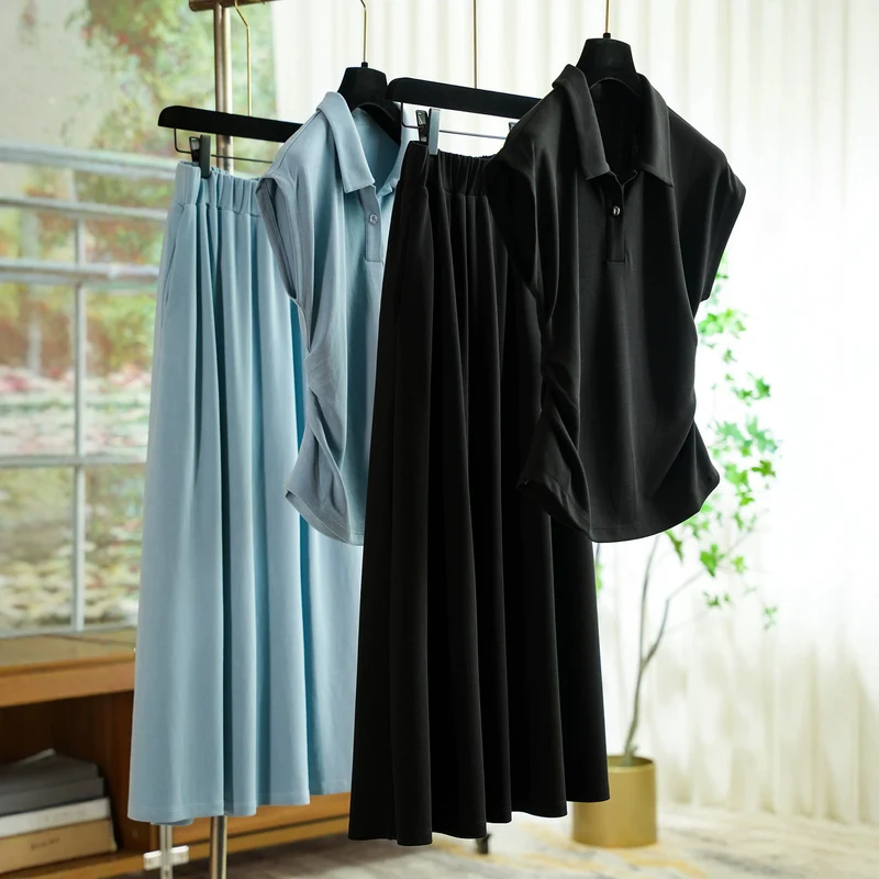 Damen Elegantes Set aus Poloshirt und Midikleid Nord Taschen