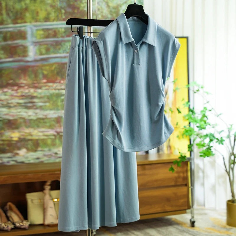 Damen Elegantes Set aus Poloshirt und Midikleid Nord Taschen