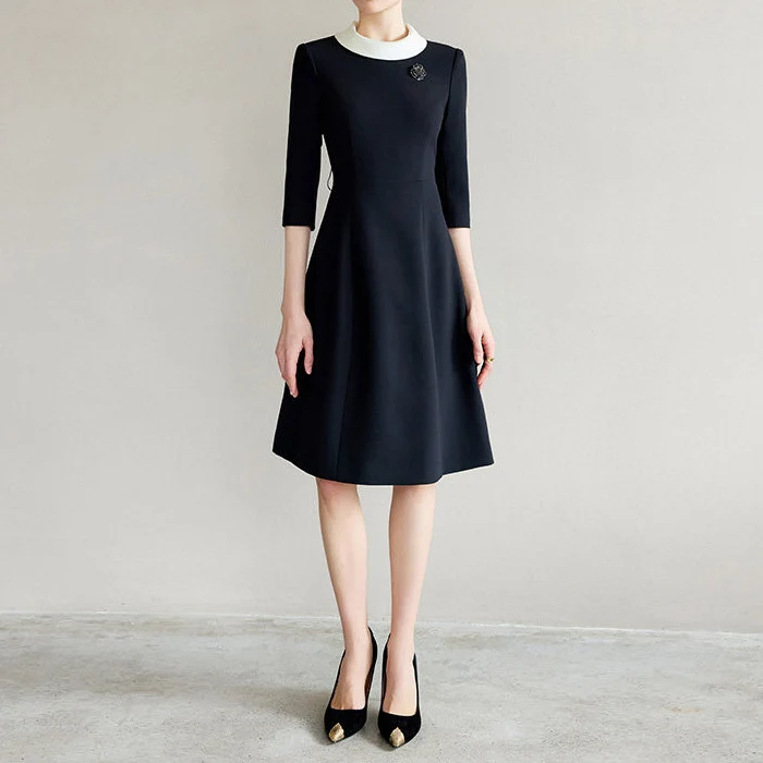 Damen Elegantes Midikleid mit Taillengürtel Nord Taschen