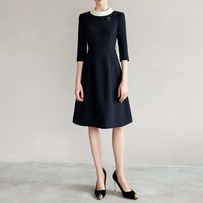 Damen Elegantes Midikleid mit Taillengürtel Nord Taschen