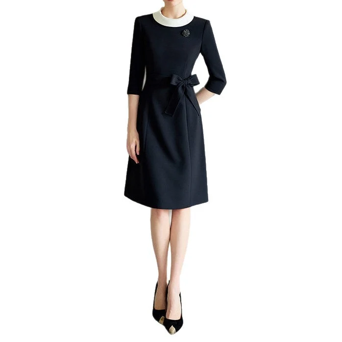 Damen Elegantes Midikleid mit Taillengürtel Nord Taschen