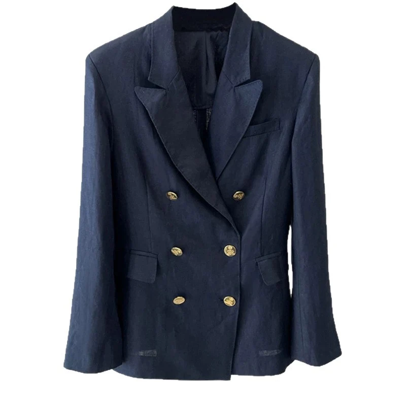 Damen Eleganter Doppelreiher Blazer mit Schmuckknöpfen Nord Taschen