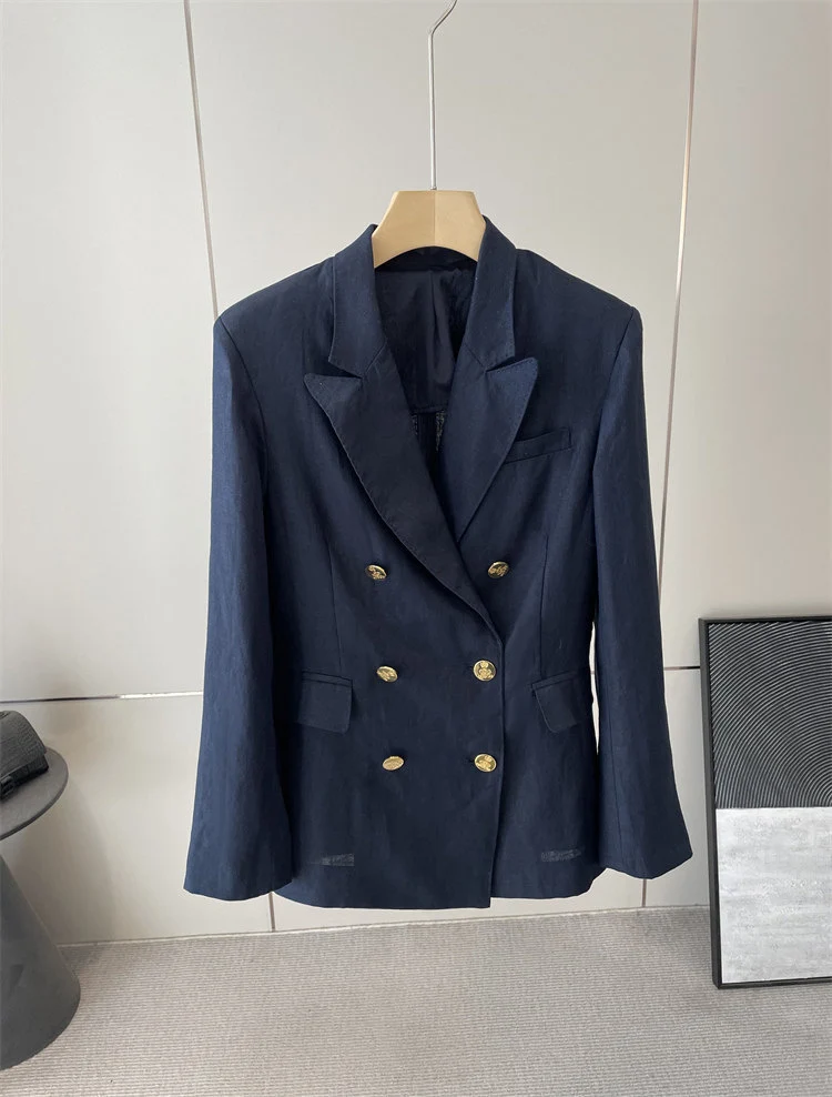 Damen Eleganter Doppelreiher Blazer mit Schmuckknöpfen Nord Taschen