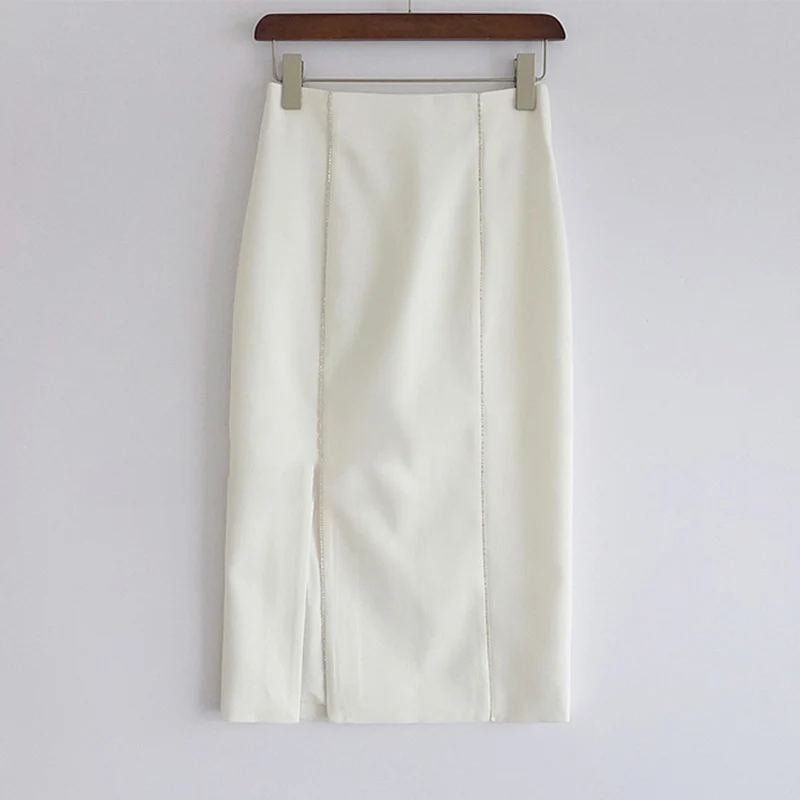Damen Eleganter Bleistiftrock mit seitlichem Schlitz und feinem Stoff Nord Taschen