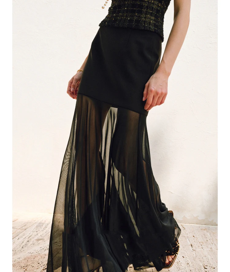 Damen Eleganter Midirock aus zartem Chiffon Nord Taschen