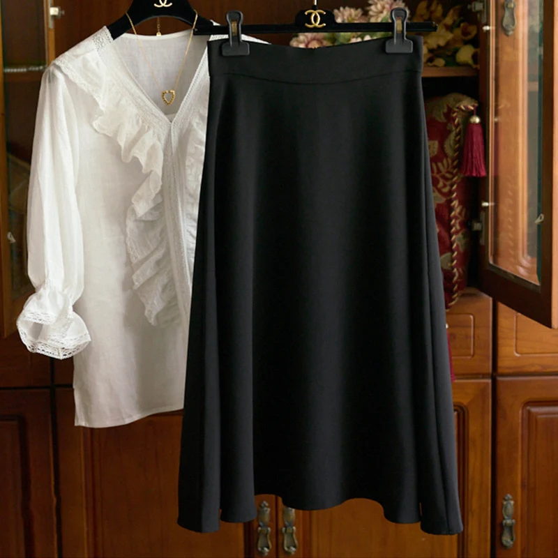 Damen Eleganter Midi-Rock mit verstellbarem Taillengürtel Nord Taschen