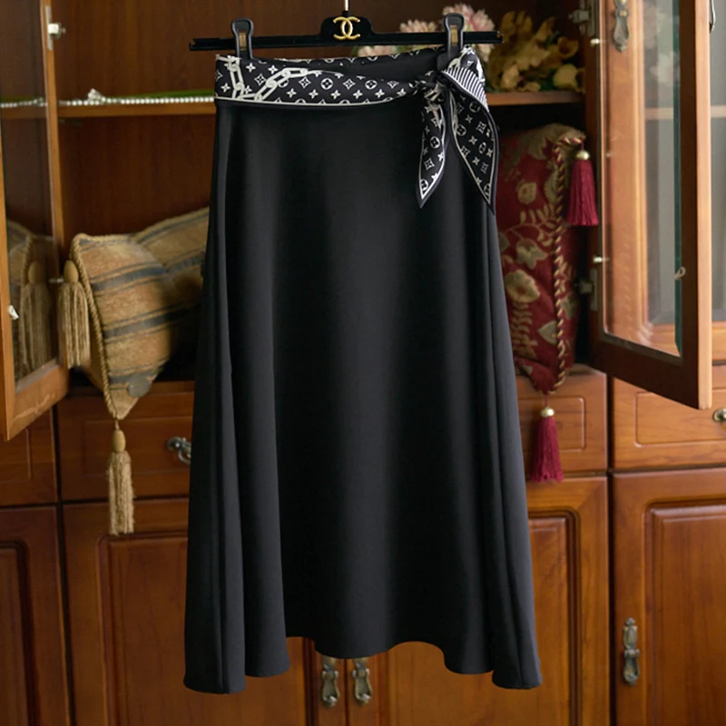 Damen Eleganter Midi-Rock mit verstellbarem Taillengürtel Nord Taschen