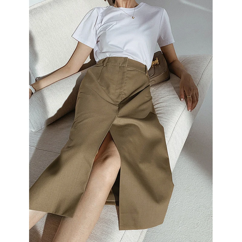 Damen Eleganter Midi-Rock mit seitlichem Schlitz Nord Taschen
