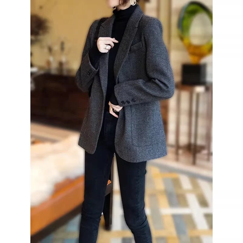 Damen Eleganter Tweed-Blazer Nord Taschen