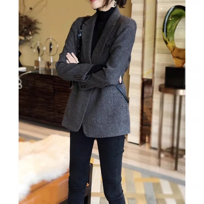 Damen Eleganter Tweed-Blazer Nord Taschen