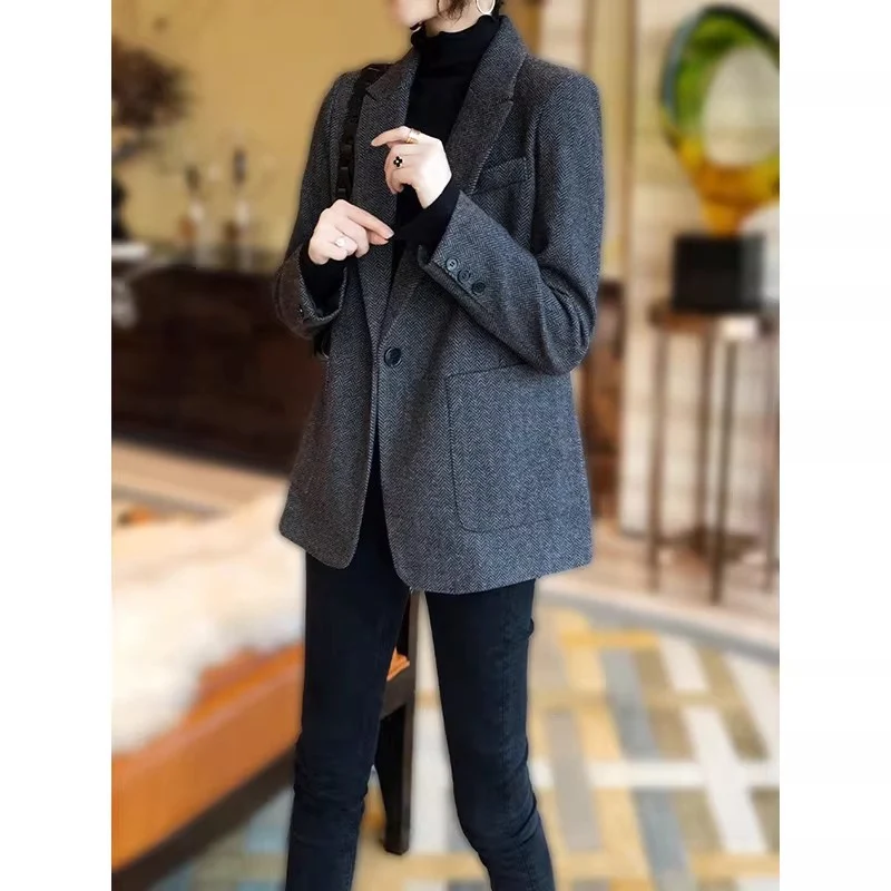Damen Eleganter Tweed-Blazer Nord Taschen