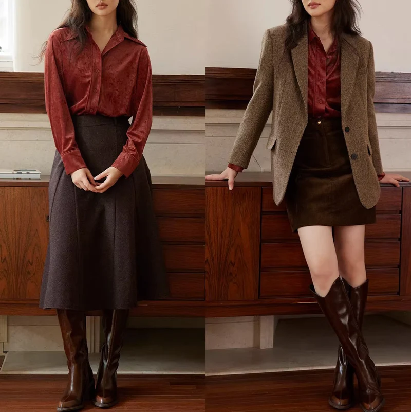 Damen Eleganter Tweed Blazer Nord Taschen