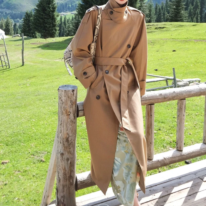 Damen Eleganter Trenchcoat mit Taillengürtel Nord Taschen