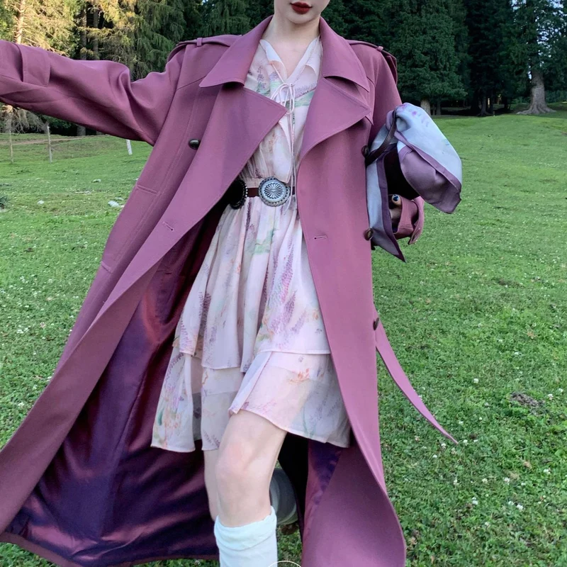 Damen Eleganter Trenchcoat mit Taillengürtel Nord Taschen