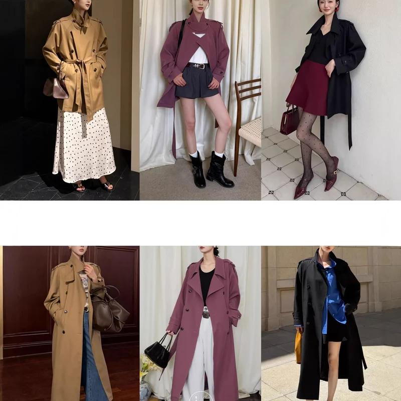 Damen Eleganter Trenchcoat mit Taillengürtel Nord Taschen