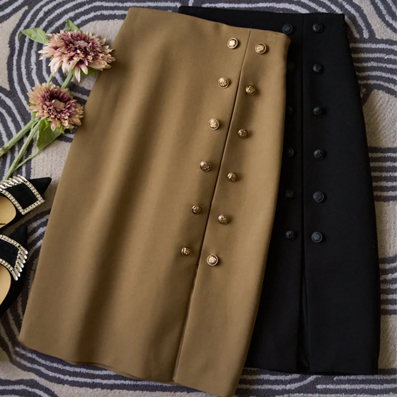 Damen Eleganter Bleistiftrock mit Knopfdetails Nord Taschen 1789268812