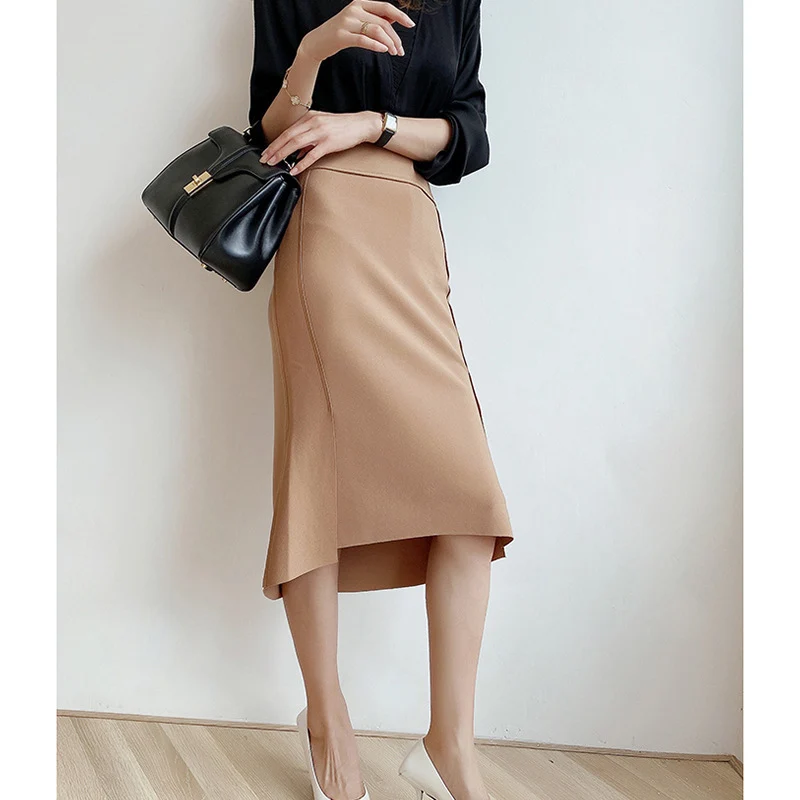 Damen Eleganter Bleistiftrock mit asymmetrischem Saum Nord Taschen