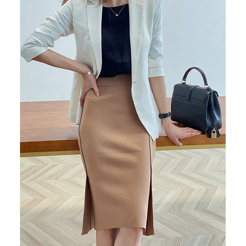 Damen Eleganter Bleistiftrock mit asymmetrischem Saum Nord Taschen