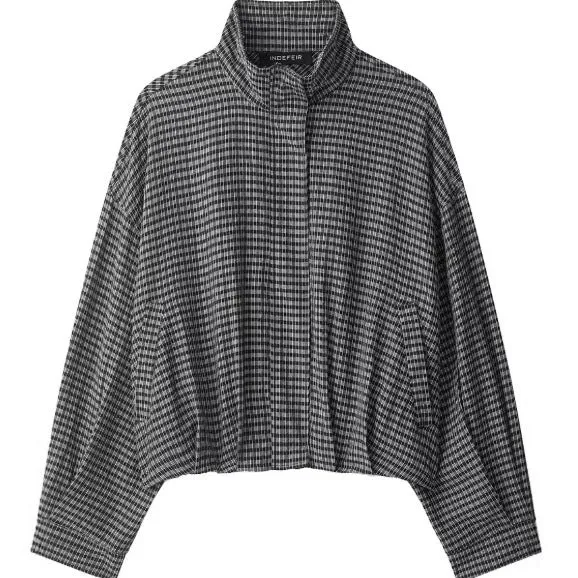 Damen Kurz geschnittene Wollmix-Jacke mit Stehkragen, Reißverschluss und Ballonärmeln Nord Taschen